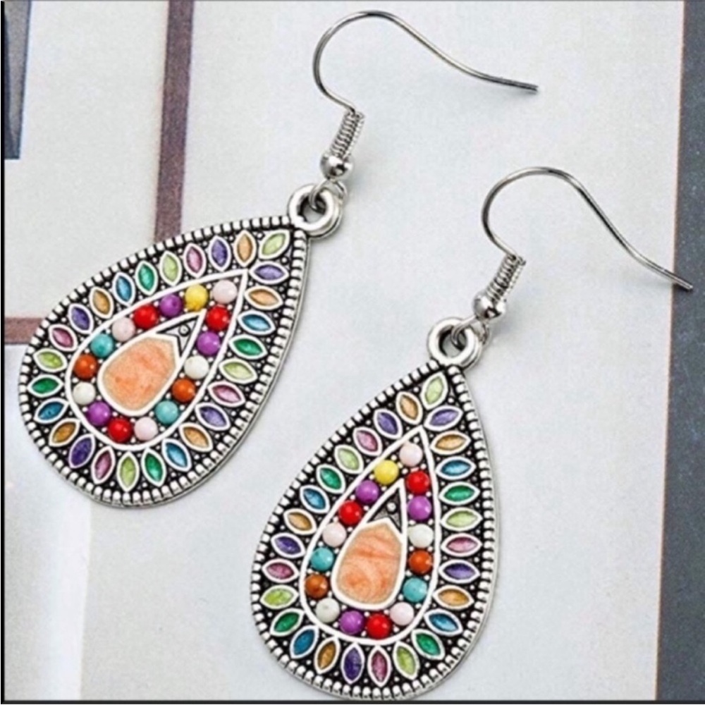 Boho Beaded Teardrop Earrings
